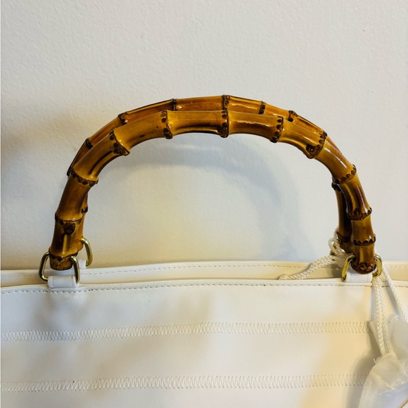 Casual Bamboo Style handles White tote bag with a detachable strap - Picture 3 of 10